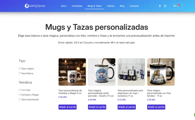 sublimxpress.com diseño web 3